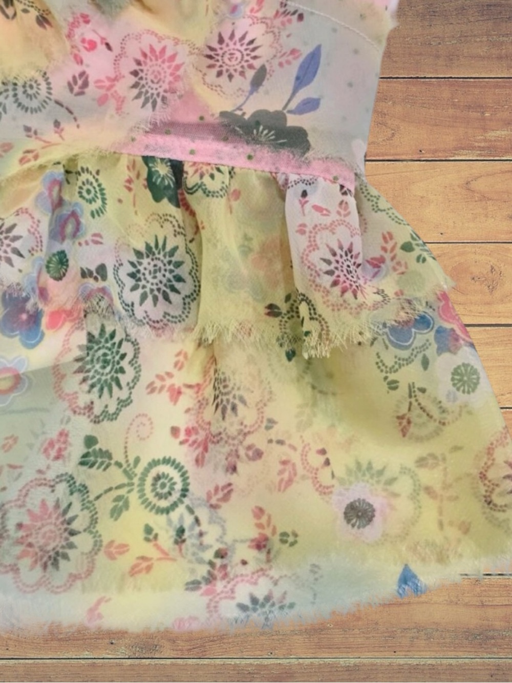 Necessary Objects Pink Floral Polka Dot Sheer Fairycore Bra Top Ruffle Tier NWT - Picture 9 of 12